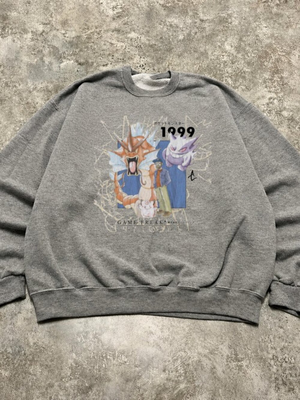 Heather Grey Vintage 1999 Japanese Monster Anime Graphic Sweatshirt
